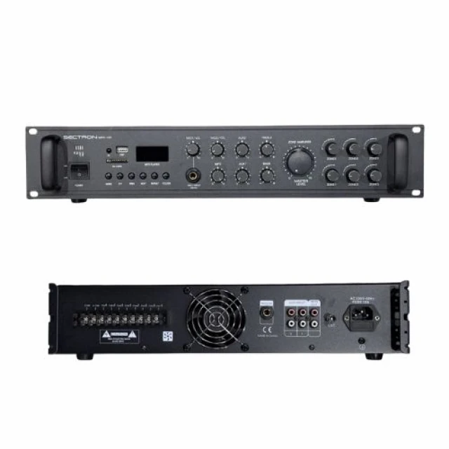 Sectron MPA-150 – Rack pojačalo 120W, 70/100V i 4–16 oma, RF tuner, BT, USB/SD