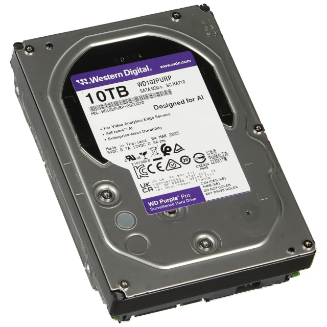 WD Hard disk 10TB SATA3 Western Digital 256MB  WD102PURP  Purple Pro