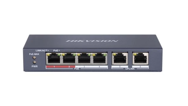 Hikvision DS-3E0106P-E/M-4-portni PoE switch 100Mbps +2x uplink porta MA~137473