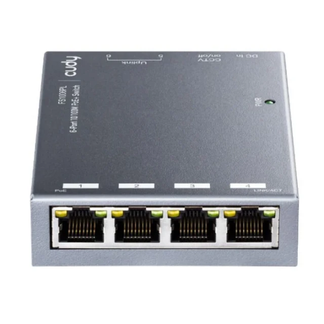 Cudy FS1006PL 6-Port 10/100M PoE+ Switch, 60W external, max 32W/PoE, 2 UPLinka