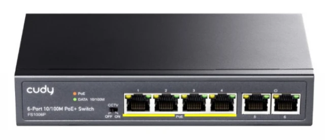 Cudy FS1006P 6-Port 10/100M PoE+ Switch, 60W internal max 32W/PoE, UPLINK, 250m  MA~201191